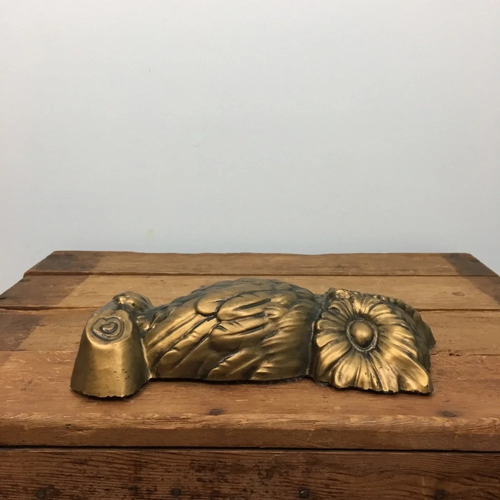 Vintage Plaster Paris Antiqued Gold Metallic Owl Branch Wall Art - Picture 8 of 8